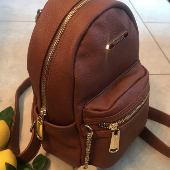 cognac backpack purse